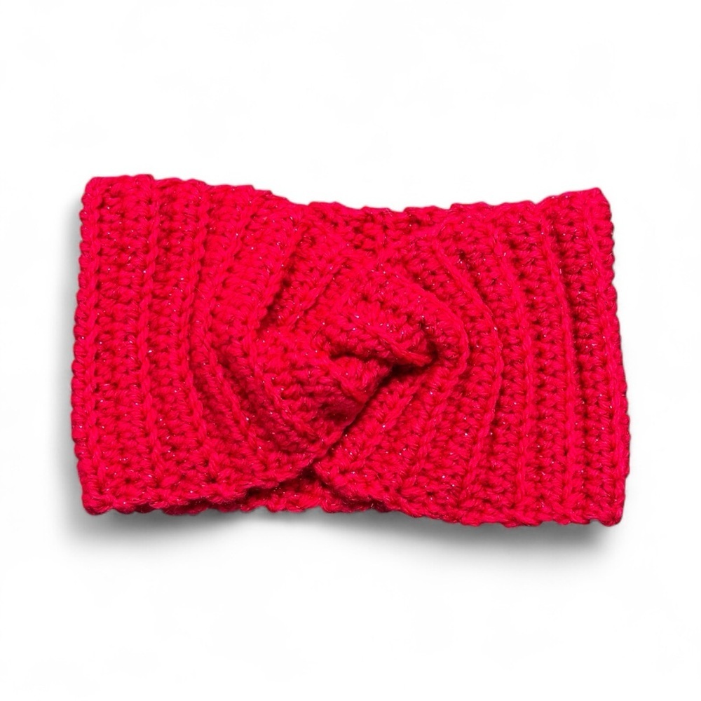 Hot Pink Sparkling Crochet Headband - Picture 3 of 3